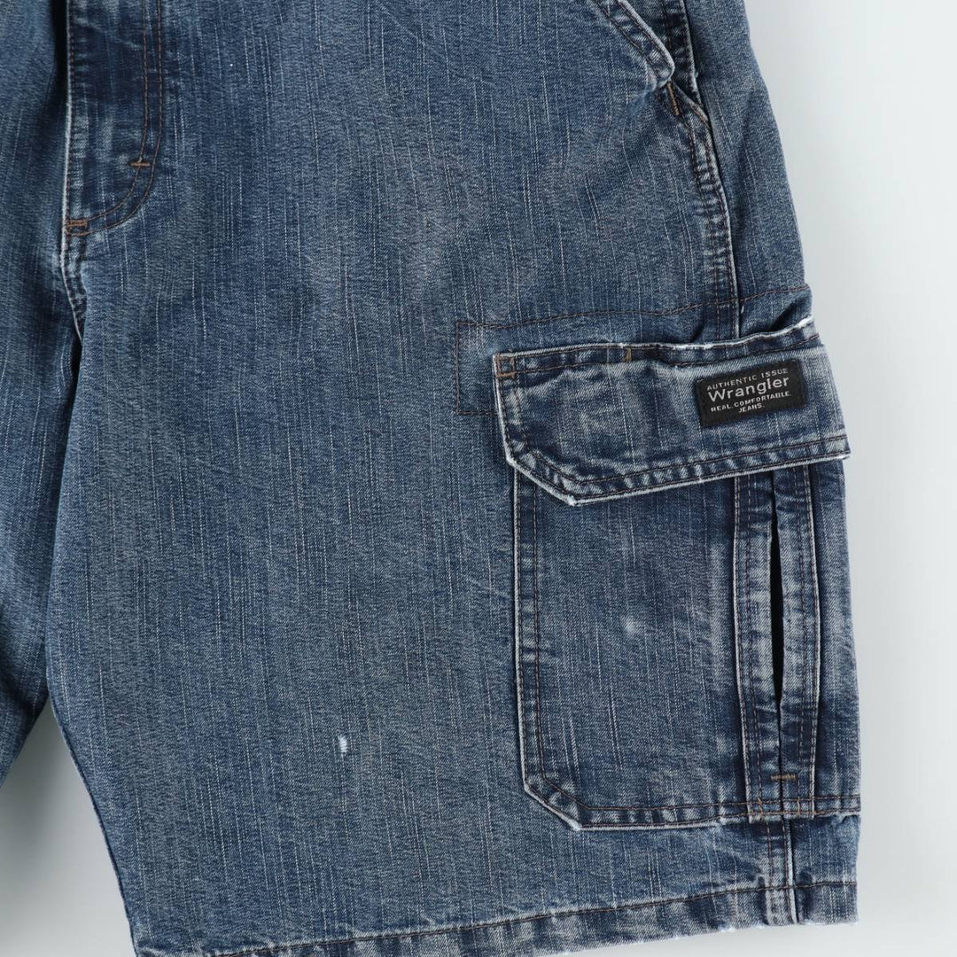Wrangler denim cargo shorts, men's size W34 (approx.) cotton blue type Vintage Second Hand