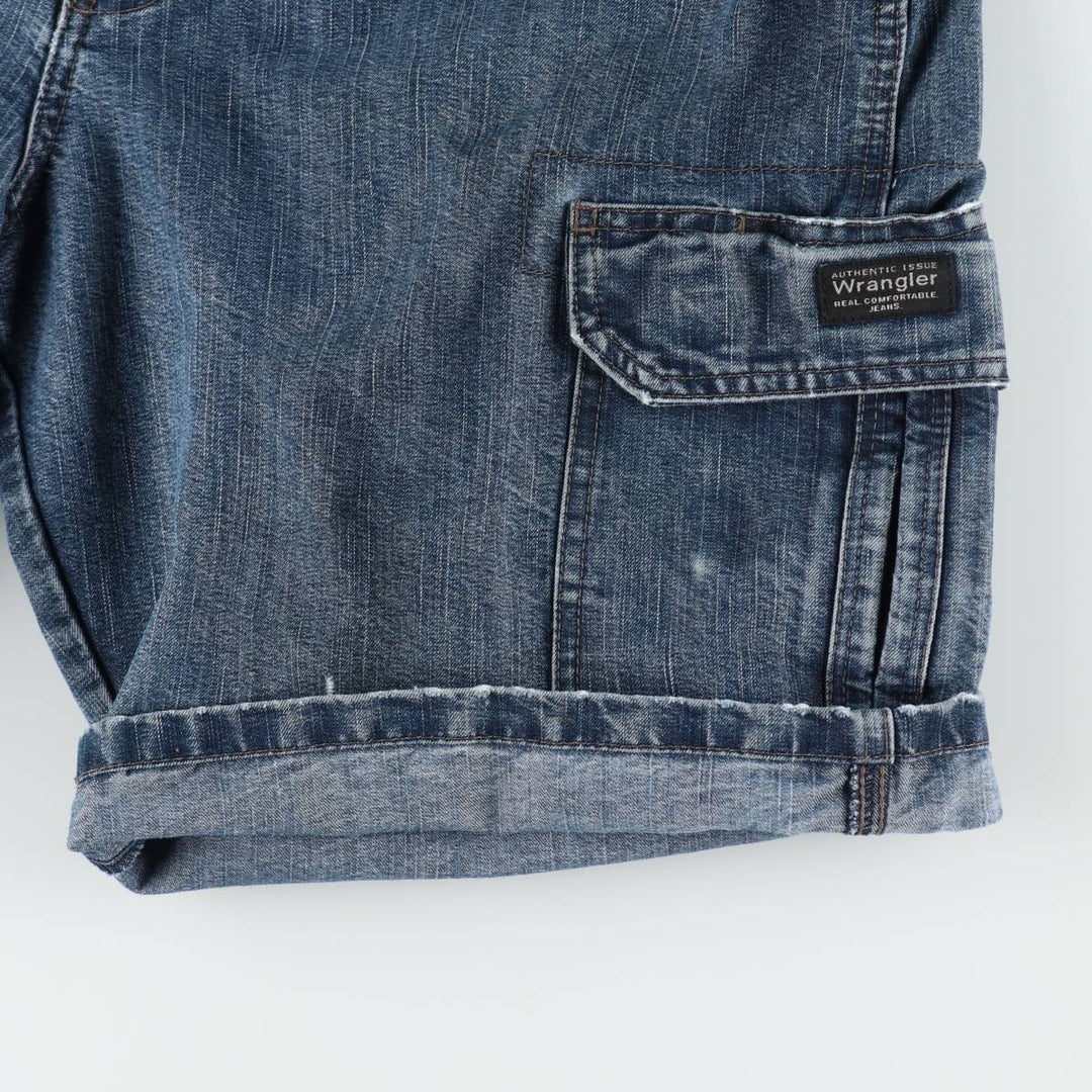 Wrangler denim cargo shorts, men's size W34 (approx.) cotton blue type Vintage Second Hand