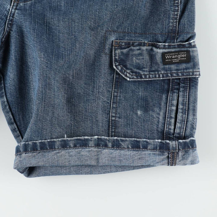 Wrangler denim cargo shorts, men's size W34 (approx.) cotton blue type Vintage Second Hand