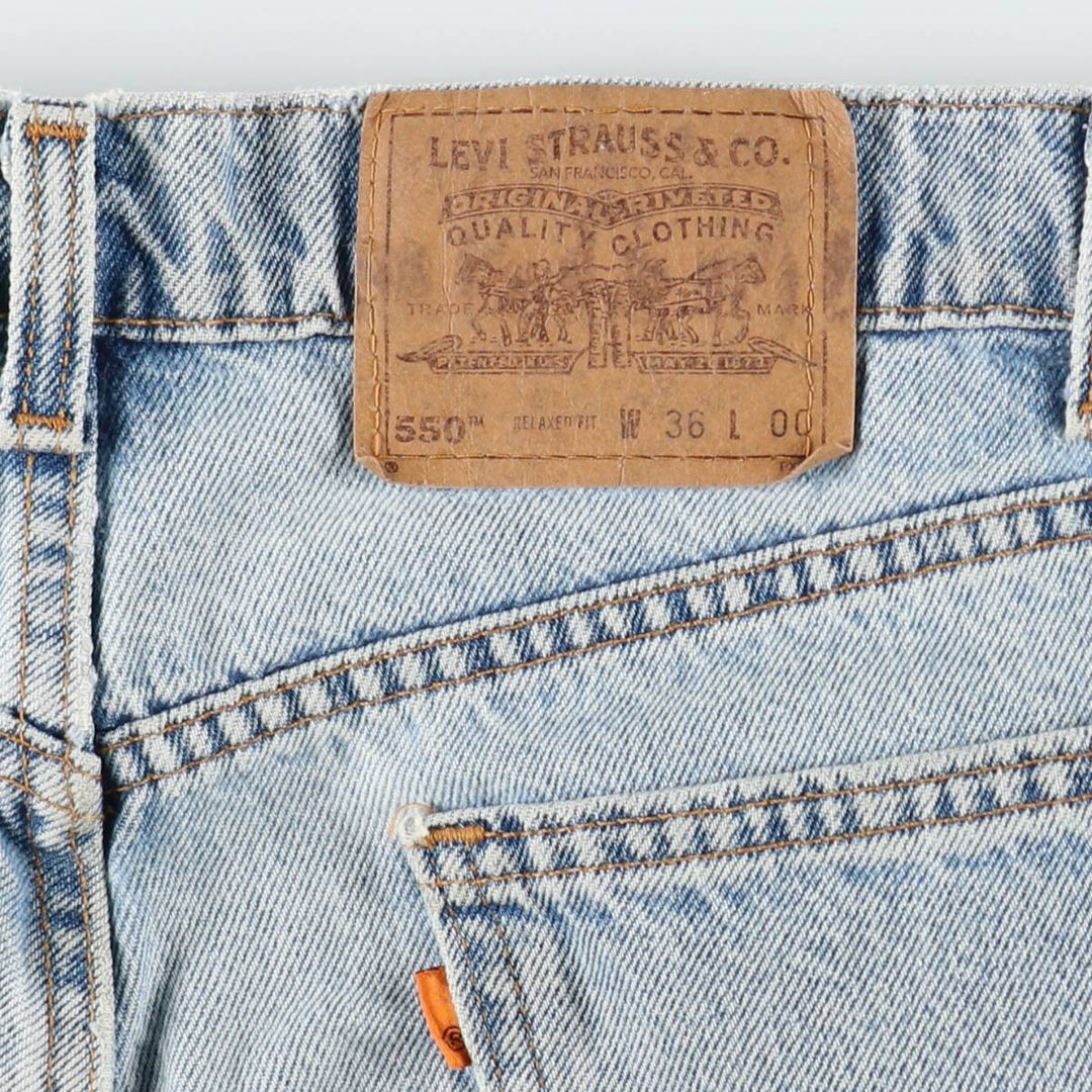 90'S Levi's 550 Orange Tab Denim Shorts, Half Pants, Made in USA, Men's W36 (approx.), Vintage cotton Blue type light blue Vintage Second Hand