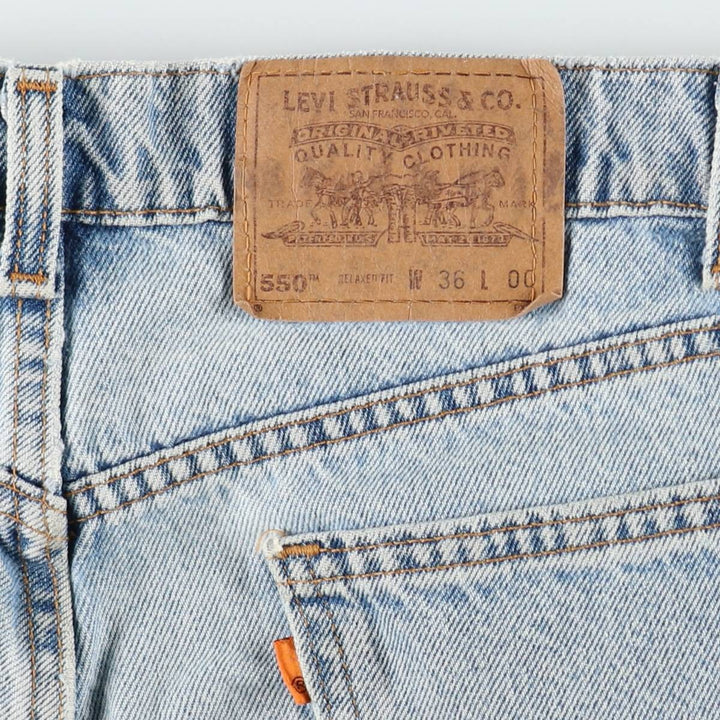 90'S Levi's 550 Orange Tab Denim Shorts, Half Pants, Made in USA, Men's W36 (approx.), Vintage cotton Blue type light blue Vintage Second Hand