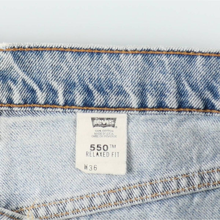 90'S Levi's 550 Orange Tab Denim Shorts, Half Pants, Made in USA, Men's W36 (approx.), Vintage cotton Blue type light blue Vintage Second Hand