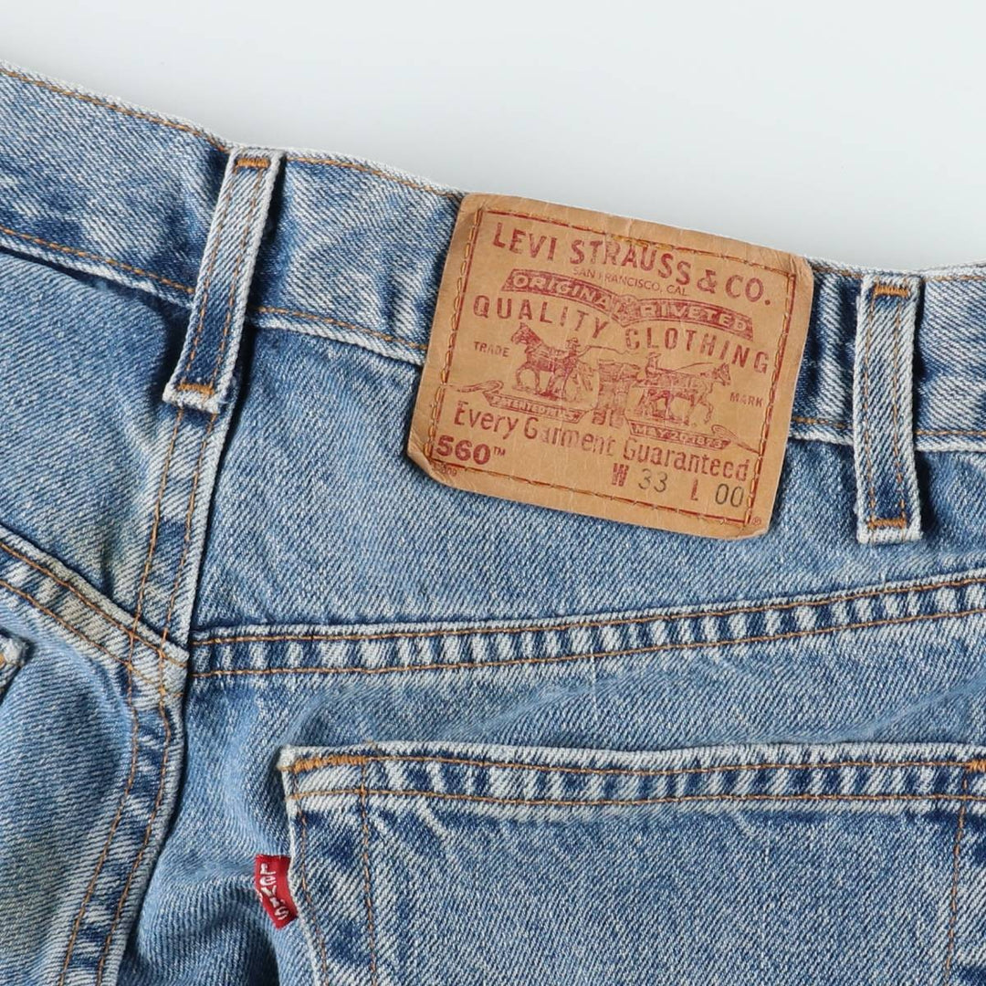 90'S Levi's 560 Loose Fit Denim Shorts, Made in USA, Men's Size W32 (approx.), Vintage cotton blue type Vintage Second Hand