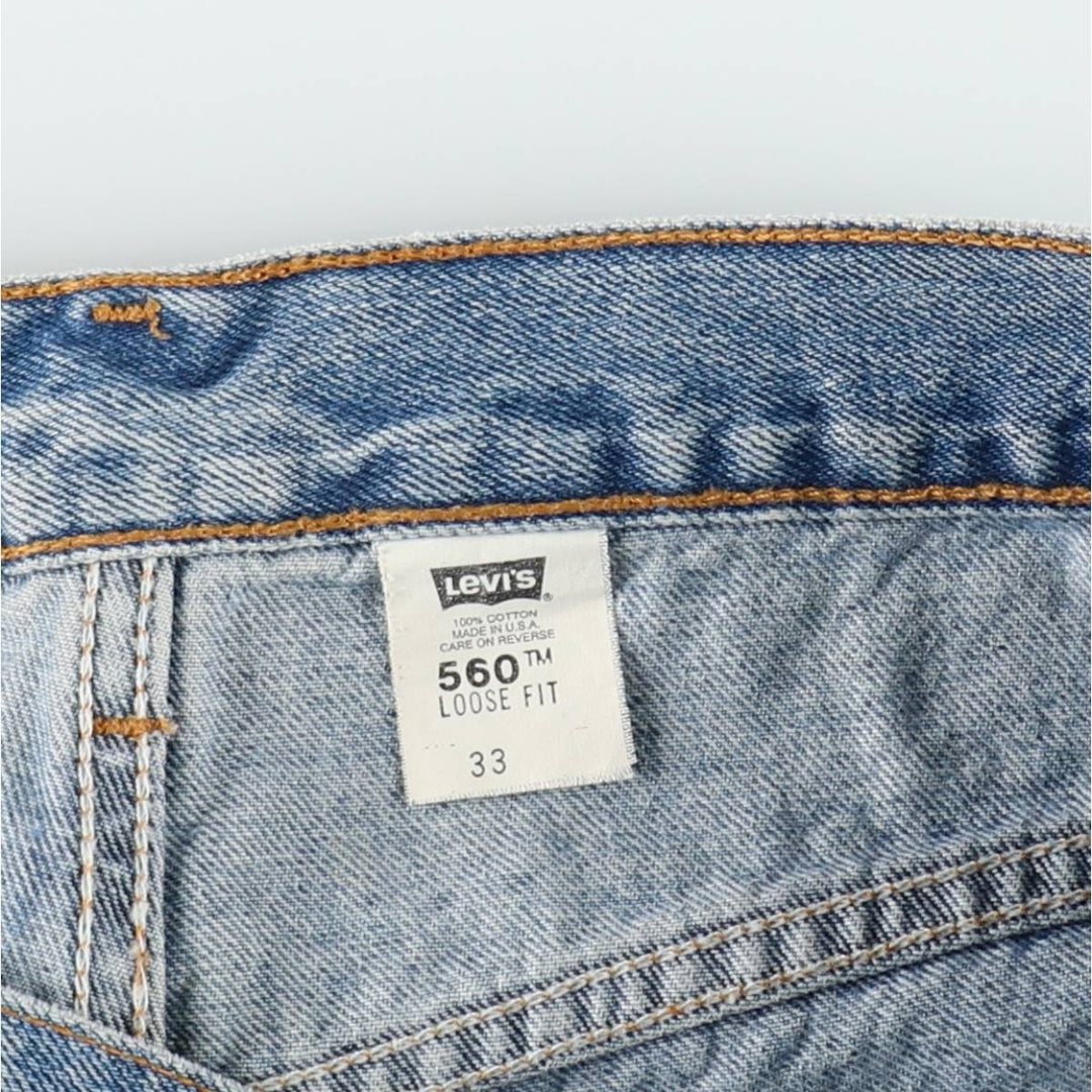 90'S Levi's 560 Loose Fit Denim Shorts, Made in USA, Men's Size W32 (approx.), Vintage cotton blue type Vintage Second Hand