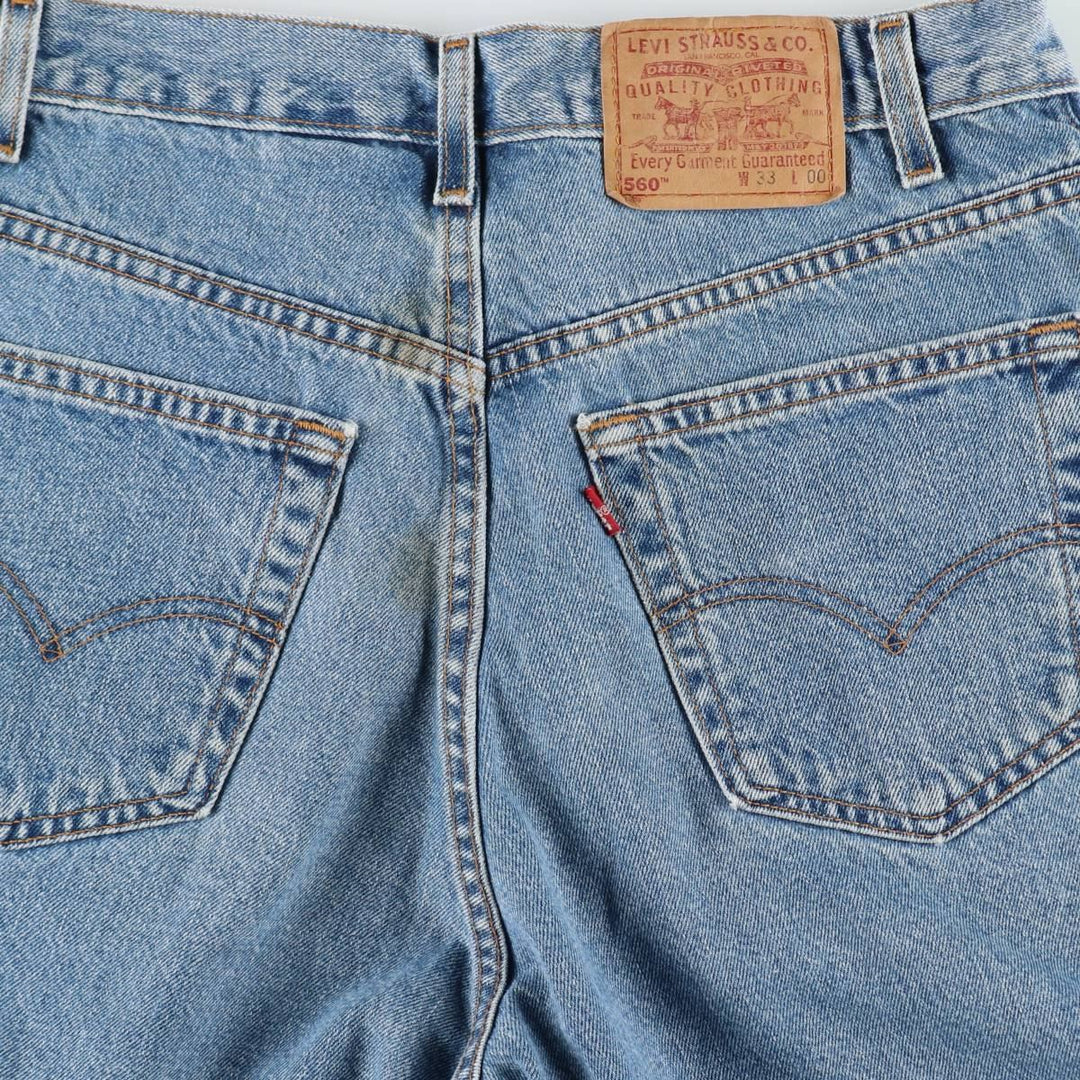 90'S Levi's 560 Loose Fit Denim Shorts, Made in USA, Men's Size W32 (approx.), Vintage cotton blue type Vintage Second Hand