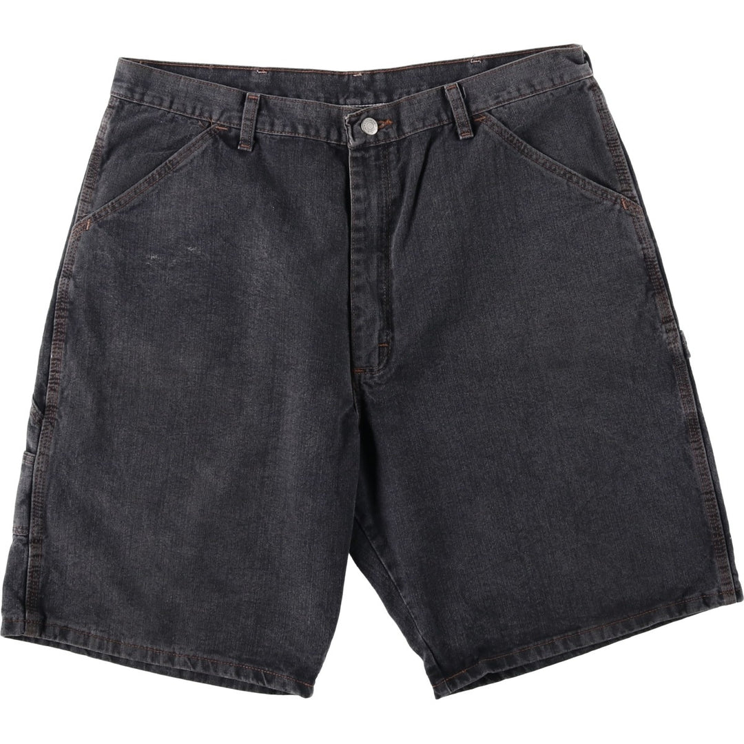 Wrangler HERO Black Denim Painter Shorts (Men's W36 equivalent) cotton black type Vintage Second Hand
