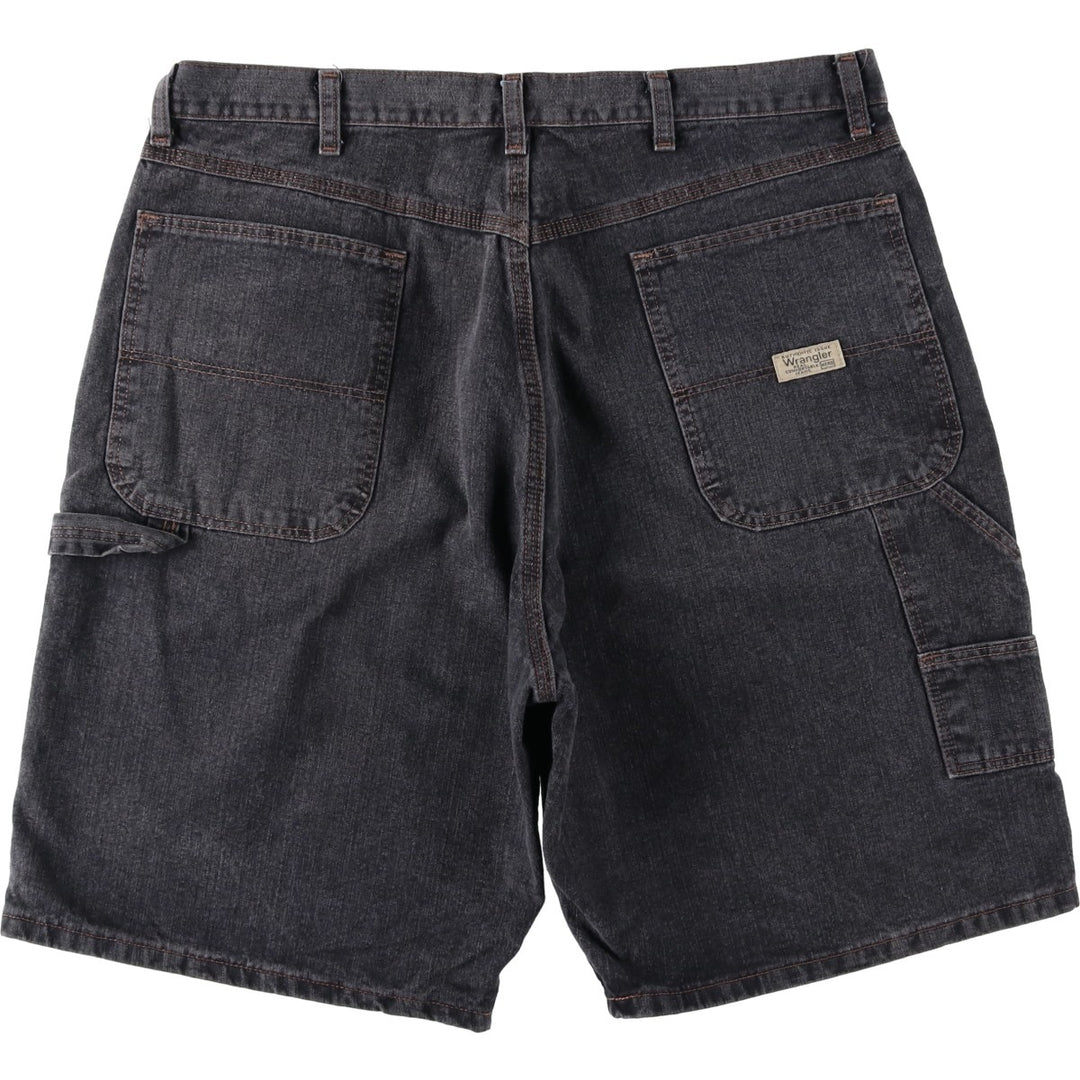 Wrangler HERO Black Denim Painter Shorts (Men's W36 equivalent) cotton black type Vintage Second Hand