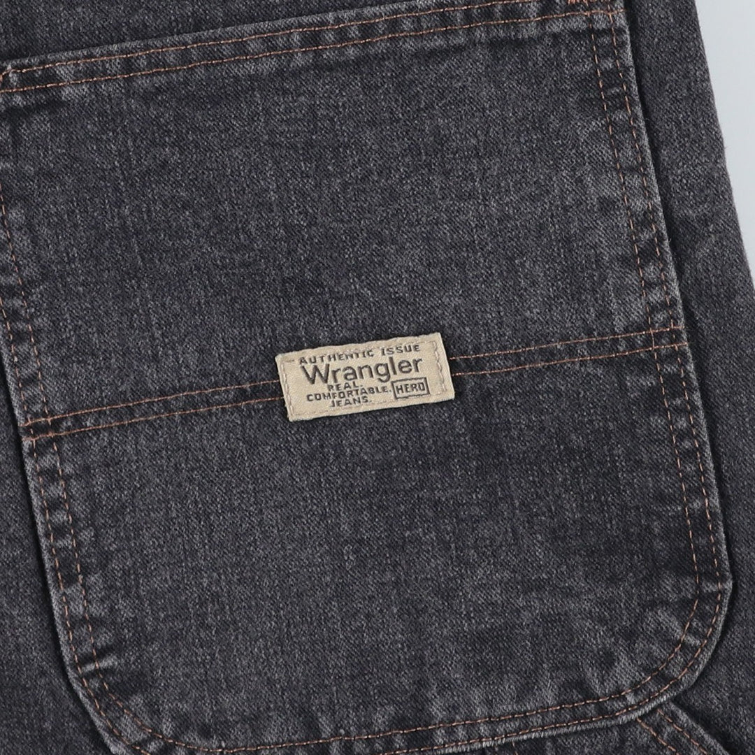 Wrangler HERO Black Denim Painter Shorts (Men's W36 equivalent) cotton black type Vintage Second Hand