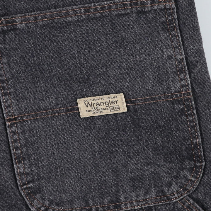 Wrangler HERO Black Denim Painter Shorts (Men's W36 equivalent) cotton black type Vintage Second Hand