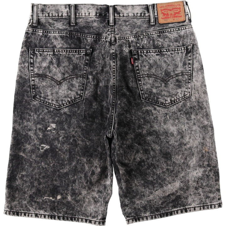 Big Size Levi's 569 Chemical Wash Black Denim Shorts (Men's W40 equivalent) cotton black type Vintage Second Hand