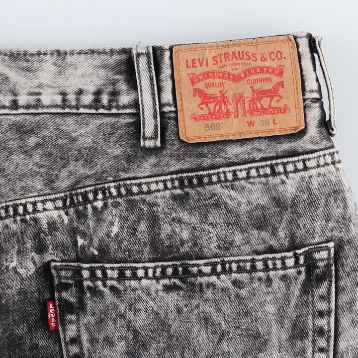 Big Size Levi's 569 Chemical Wash Black Denim Shorts (Men's W40 equivalent) cotton black type Vintage Second Hand