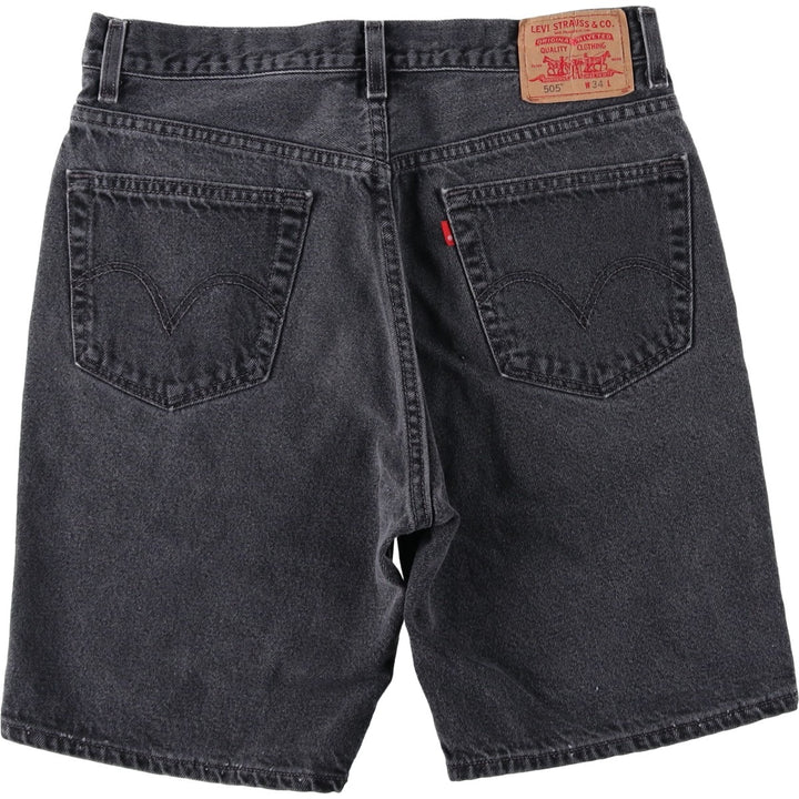 2000'S Levi's 505 Regular Fit Black Denim Shorts, Made in USA, Men's Size W34 (approx.) cotton black type Vintage Second Hand