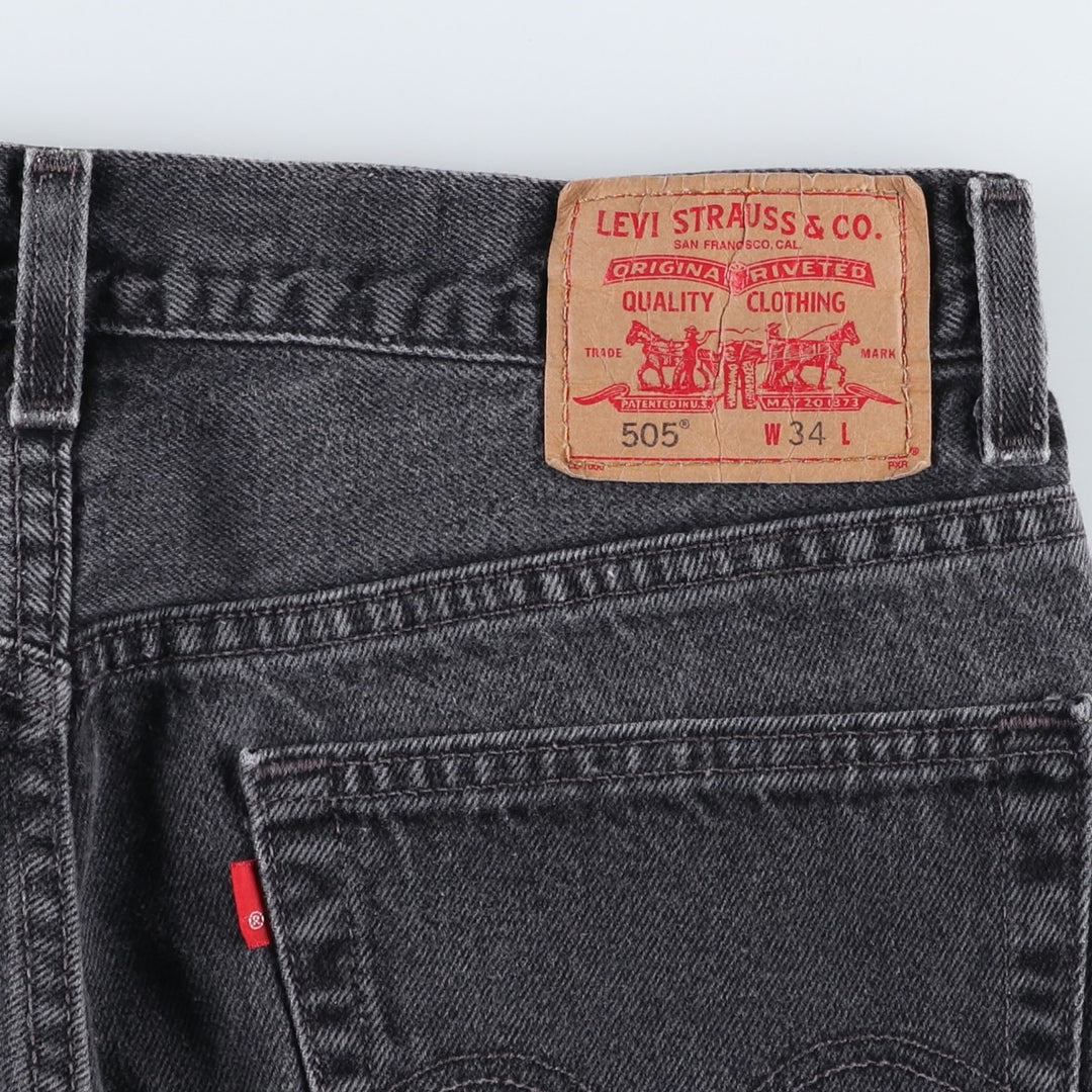 2000'S Levi's 505 Regular Fit Black Denim Shorts, Made in USA, Men's Size W34 (approx.) cotton black type Vintage Second Hand