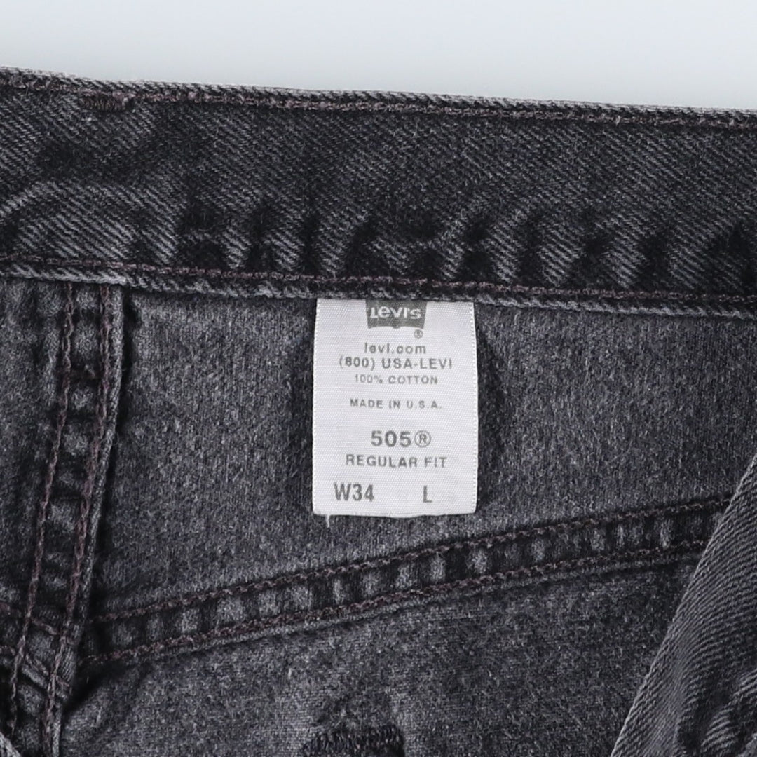 2000'S Levi's 505 Regular Fit Black Denim Shorts, Made in USA, Men's Size W34 (approx.) cotton black type Vintage Second Hand