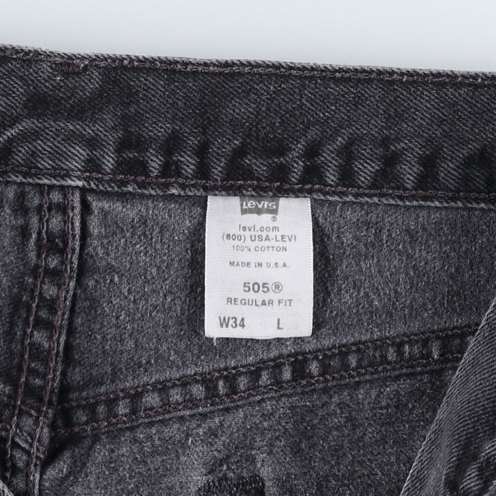 2000'S Levi's 505 Regular Fit Black Denim Shorts, Made in USA, Men's Size W34 (approx.) cotton black type Vintage Second Hand