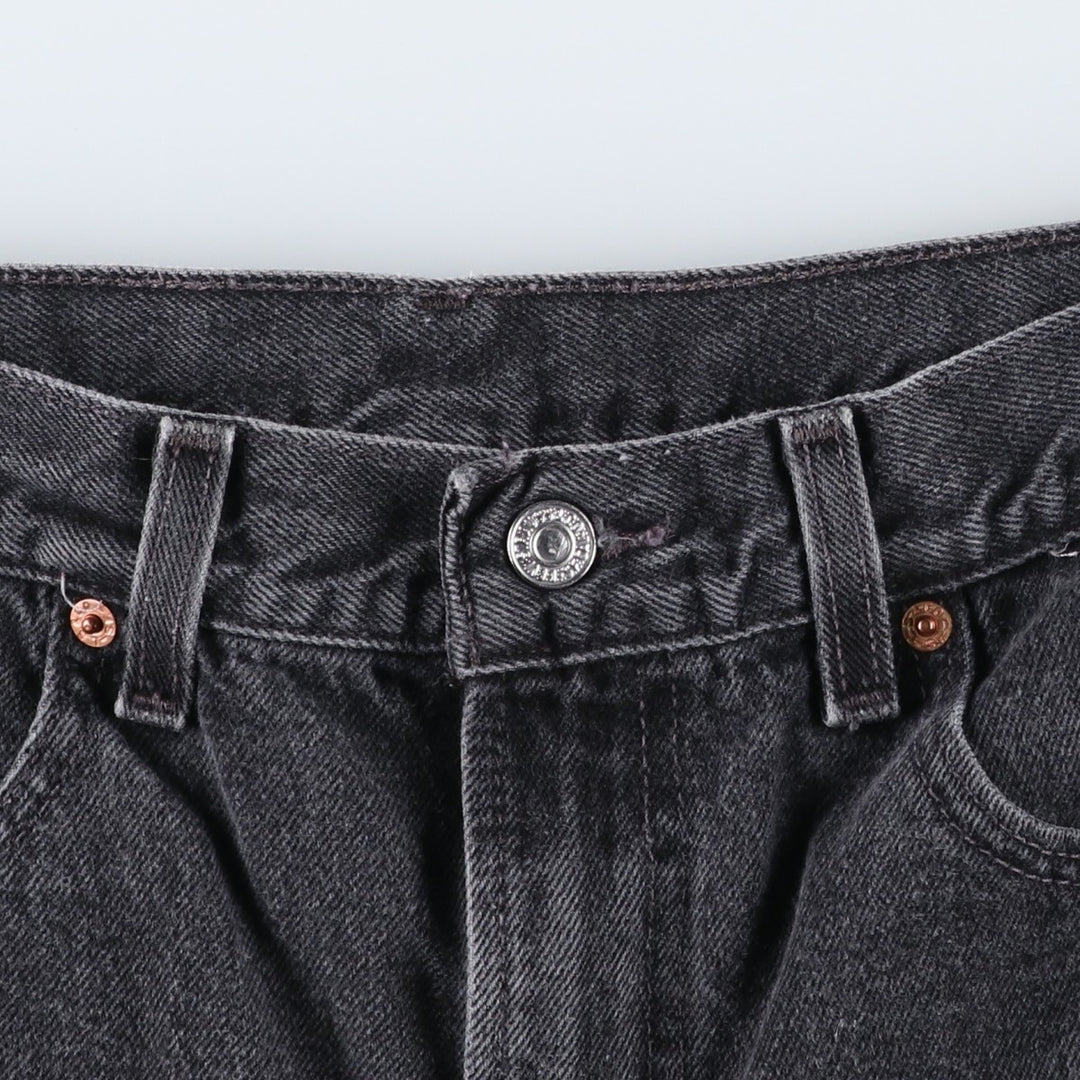 2000'S Levi's 505 Regular Fit Black Denim Shorts, Made in USA, Men's Size W34 (approx.) cotton black type Vintage Second Hand