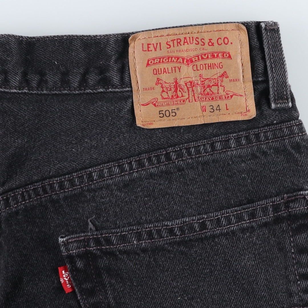 Levi's 505 Black Denim Shorts, Men's Size W33 (approx.) unclear black type Vintage Second Hand