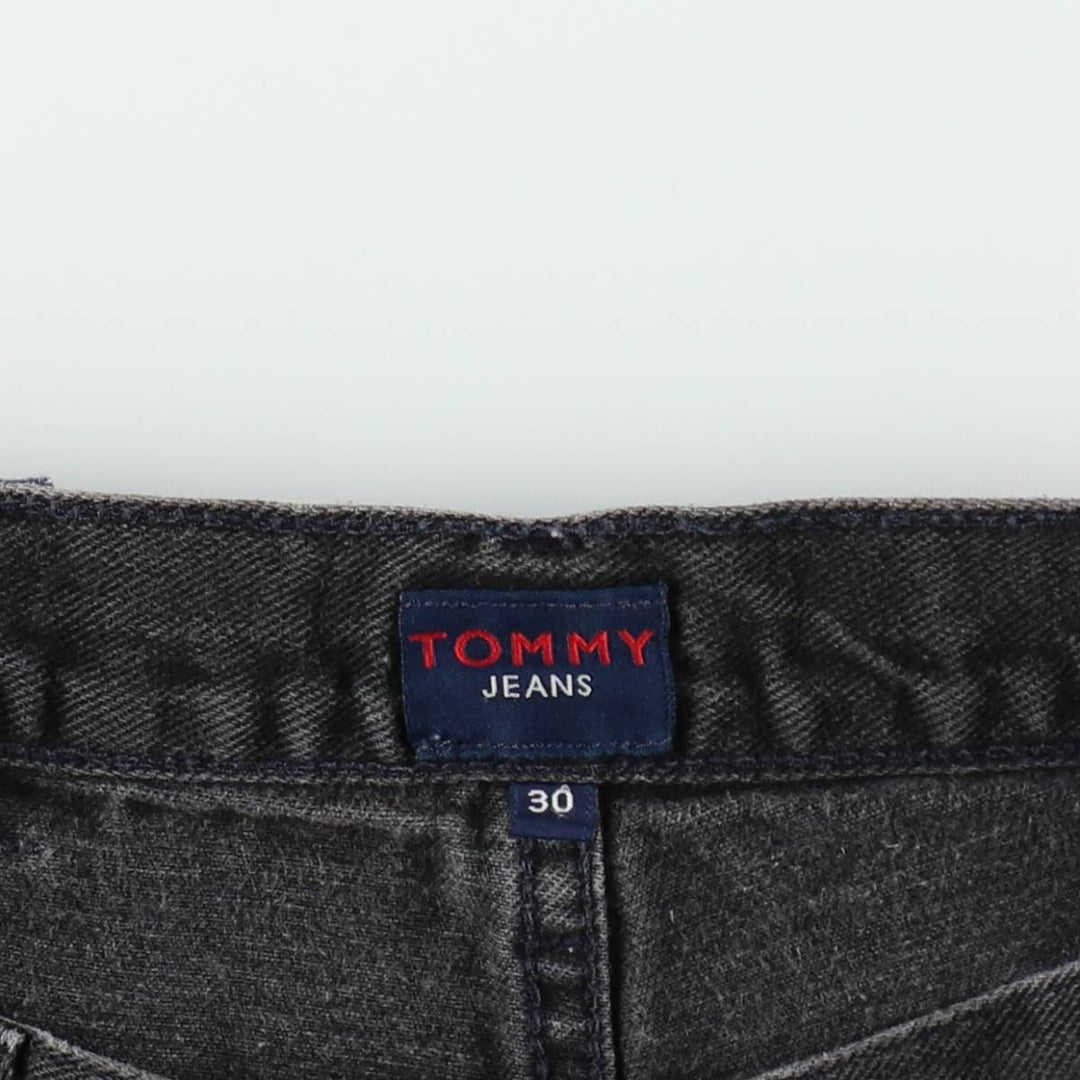1990'S Tommy Hilfiger Black Denim Painter Shorts, Men's Size W31 (approx.), Vintage cotton black type Vintage Second Hand