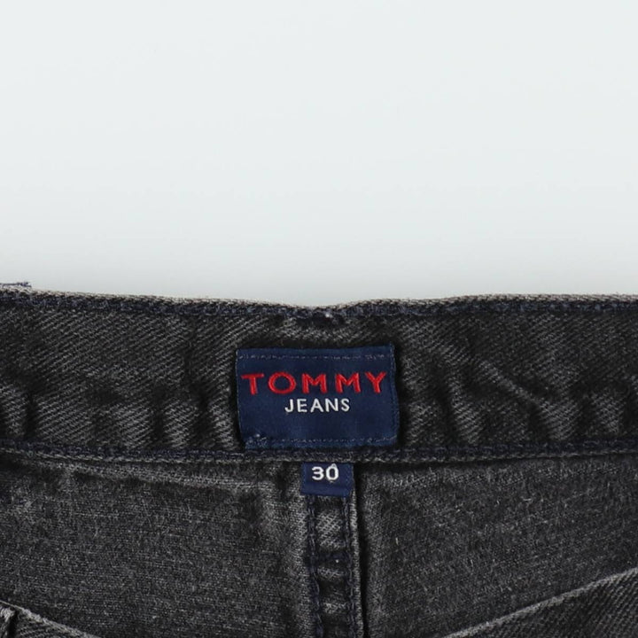 1990'S Tommy Hilfiger Black Denim Painter Shorts, Men's Size W31 (approx.), Vintage cotton black type Vintage Second Hand