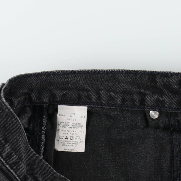1990'S Tommy Hilfiger Black Denim Painter Shorts, Men's Size W31 (approx.), Vintage cotton black type Vintage Second Hand