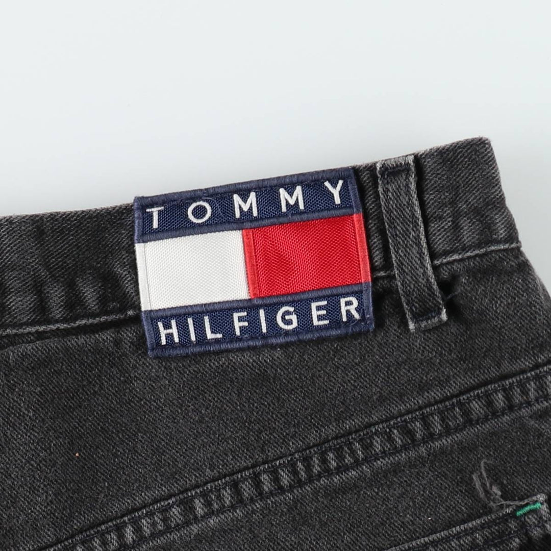 1990'S Tommy Hilfiger Black Denim Painter Shorts, Men's Size W31 (approx.), Vintage cotton black type Vintage Second Hand
