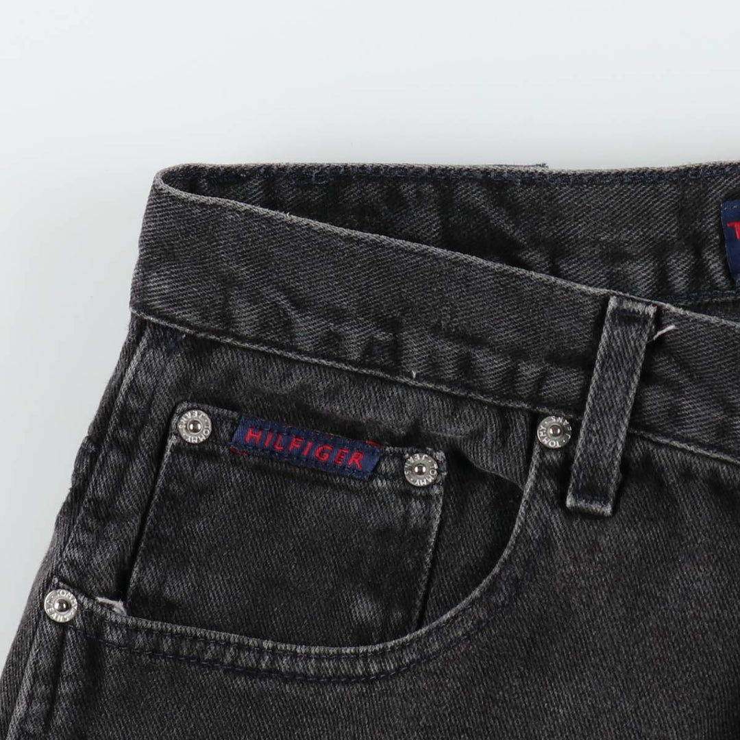 1990'S Tommy Hilfiger Black Denim Painter Shorts, Men's Size W31 (approx.), Vintage cotton black type Vintage Second Hand