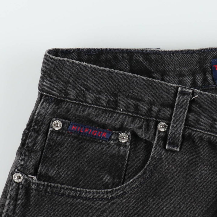 1990'S Tommy Hilfiger Black Denim Painter Shorts, Men's Size W31 (approx.), Vintage cotton black type Vintage Second Hand
