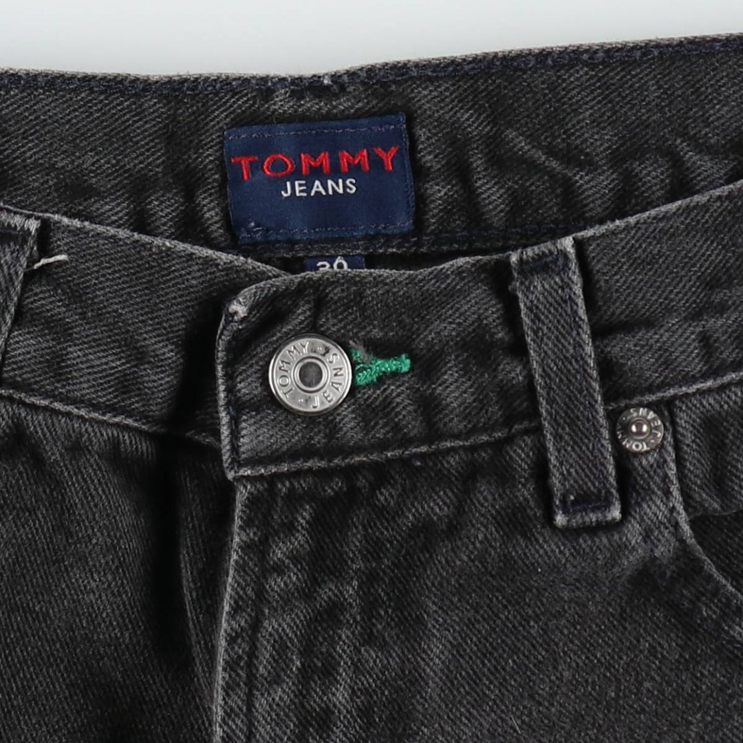 1990'S Tommy Hilfiger Black Denim Painter Shorts, Men's Size W31 (approx.), Vintage cotton black type Vintage Second Hand