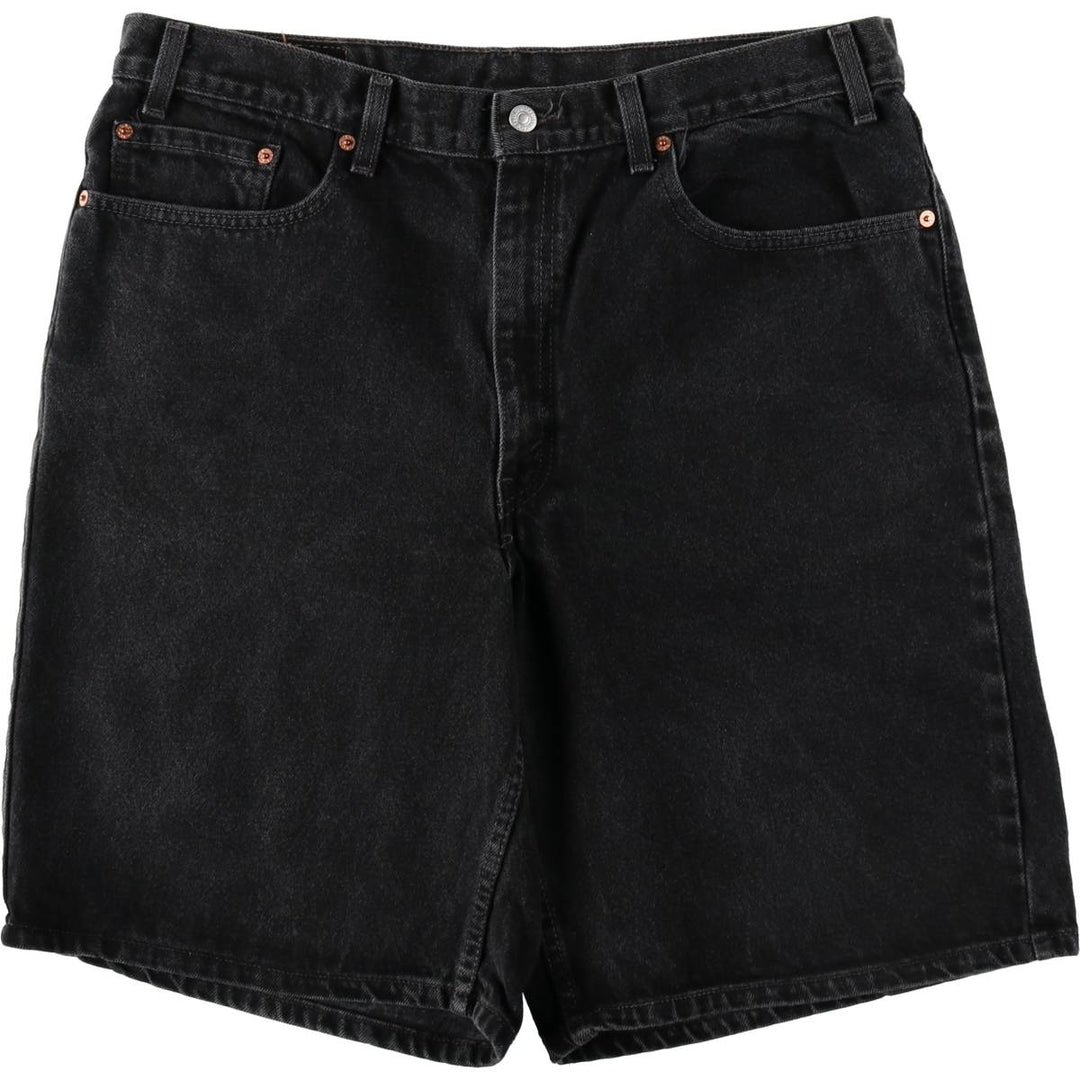 2000'S Levi's 550 Relaxed Fit Black Denim Shorts, Made in USA, Men's Size W38 (approx.) cotton black type Vintage Second Hand