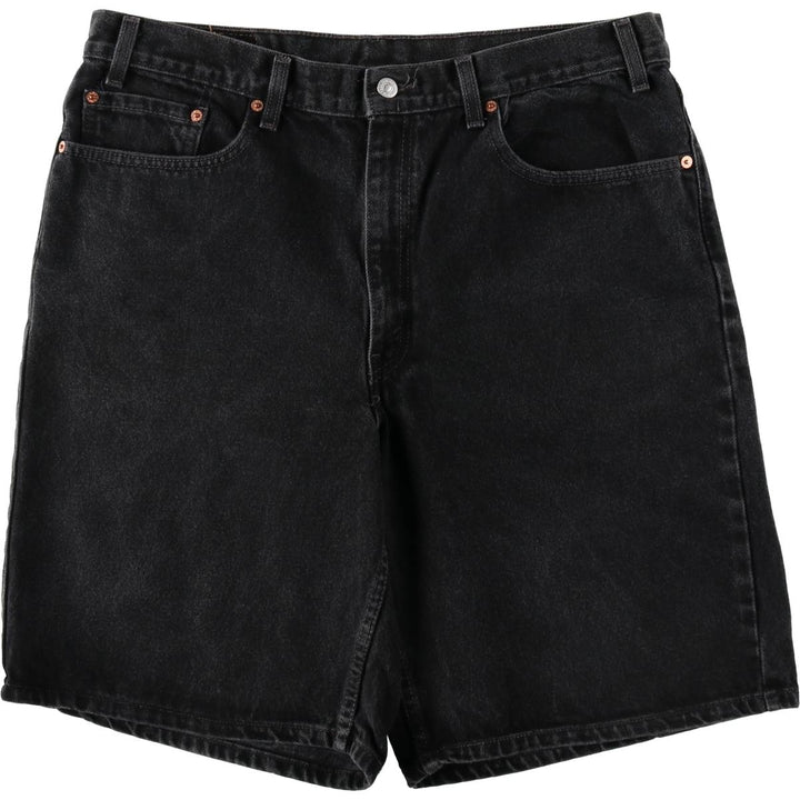 2000'S Levi's 550 Relaxed Fit Black Denim Shorts, Made in USA, Men's Size W38 (approx.) cotton black type Vintage Second Hand