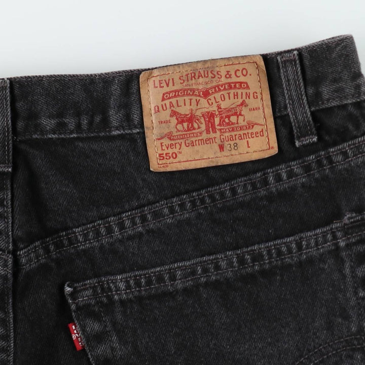 2000'S Levi's 550 Relaxed Fit Black Denim Shorts, Made in USA, Men's Size W38 (approx.) cotton black type Vintage Second Hand