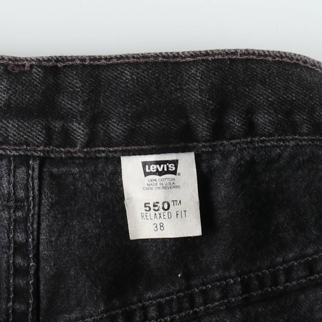 2000'S Levi's 550 Relaxed Fit Black Denim Shorts, Made in USA, Men's Size W38 (approx.) cotton black type Vintage Second Hand