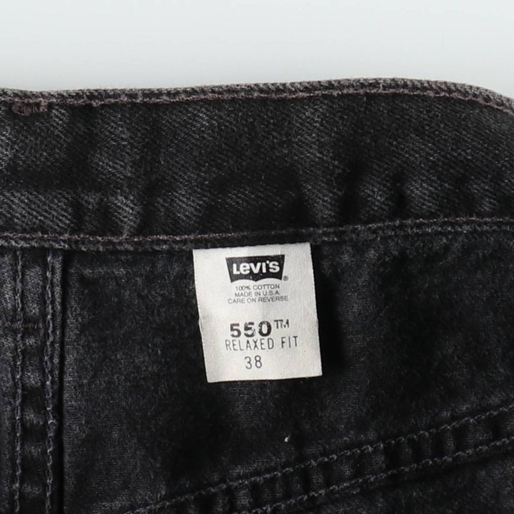 2000'S Levi's 550 Relaxed Fit Black Denim Shorts, Made in USA, Men's Size W38 (approx.) cotton black type Vintage Second Hand