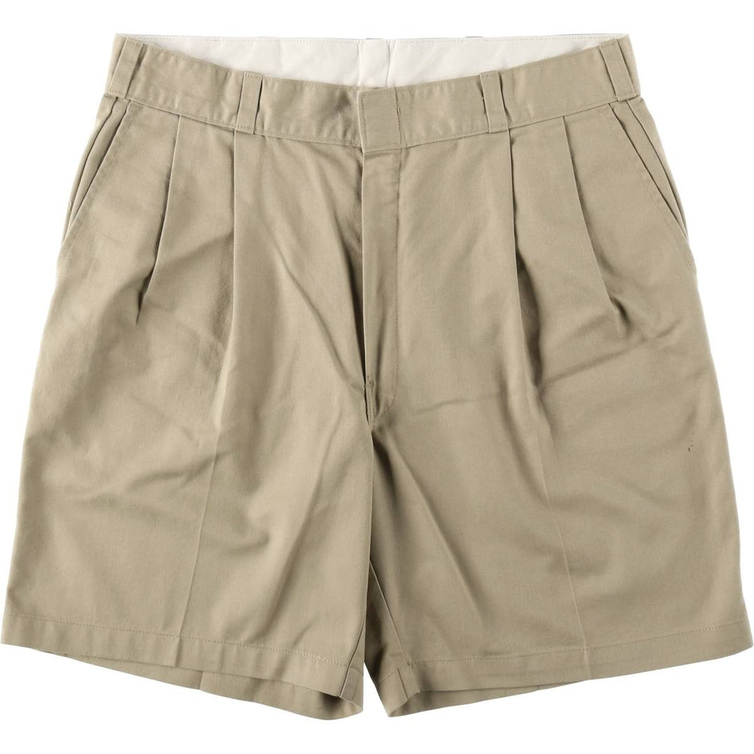 Dickies two-pleat work shorts, men's size W35 (approx.) polyester Beige type Vintage Second Hand