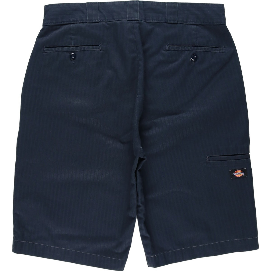 Dickies Loose Fit Stripe Pattern Work Shorts (Men's W34 equivalent) polyester navy blue type Vintage Second Hand