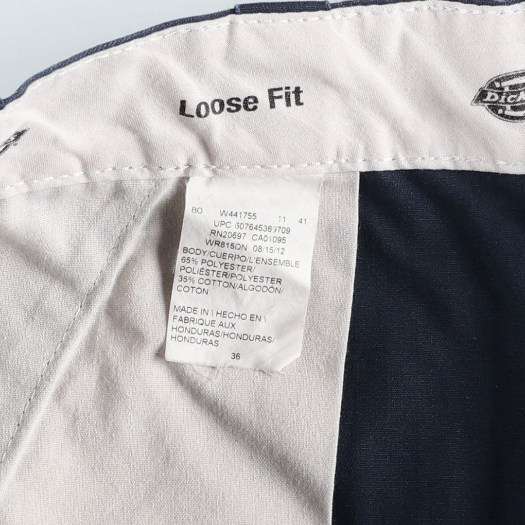 Dickies Loose Fit Stripe Pattern Work Shorts (Men's W34 equivalent) polyester navy blue type Vintage Second Hand