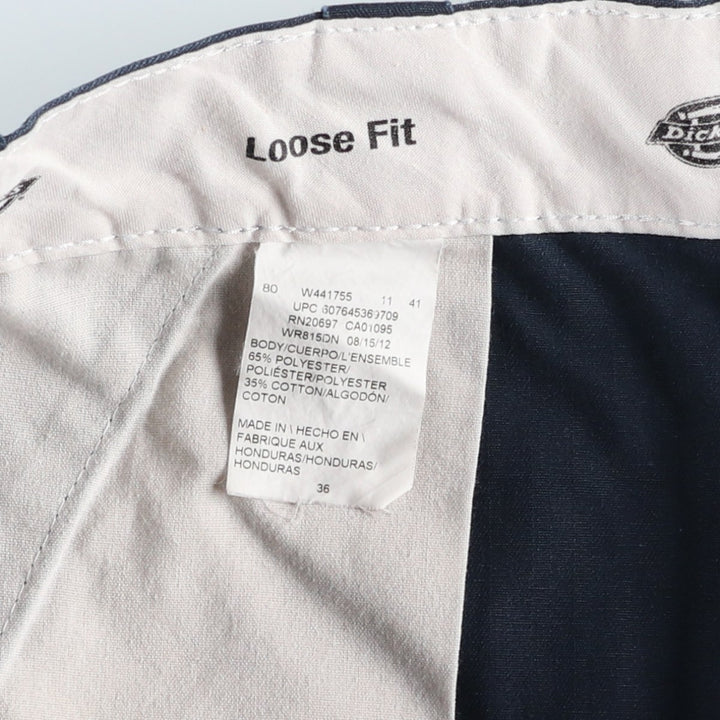 Dickies Loose Fit Stripe Pattern Work Shorts (Men's W34 equivalent) polyester navy blue type Vintage Second Hand