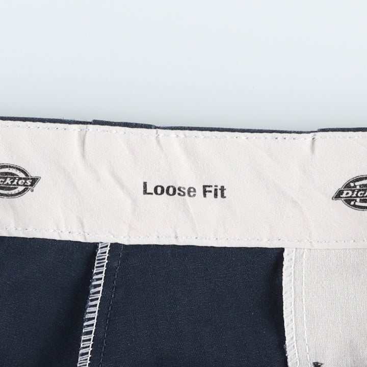 Dickies Loose Fit Stripe Pattern Work Shorts (Men's W34 equivalent) polyester navy blue type Vintage Second Hand