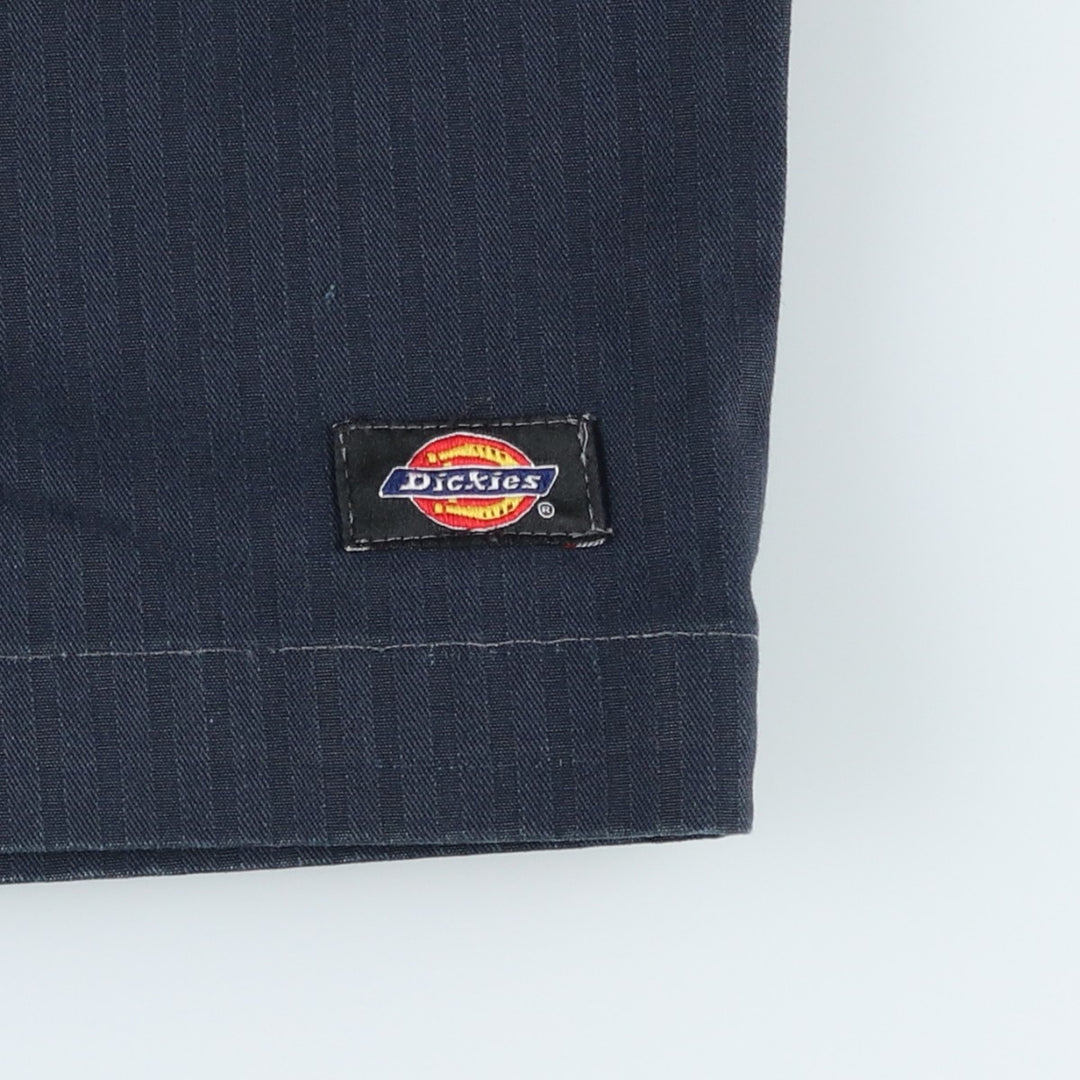 Dickies Loose Fit Stripe Pattern Work Shorts (Men's W34 equivalent) polyester navy blue type Vintage Second Hand