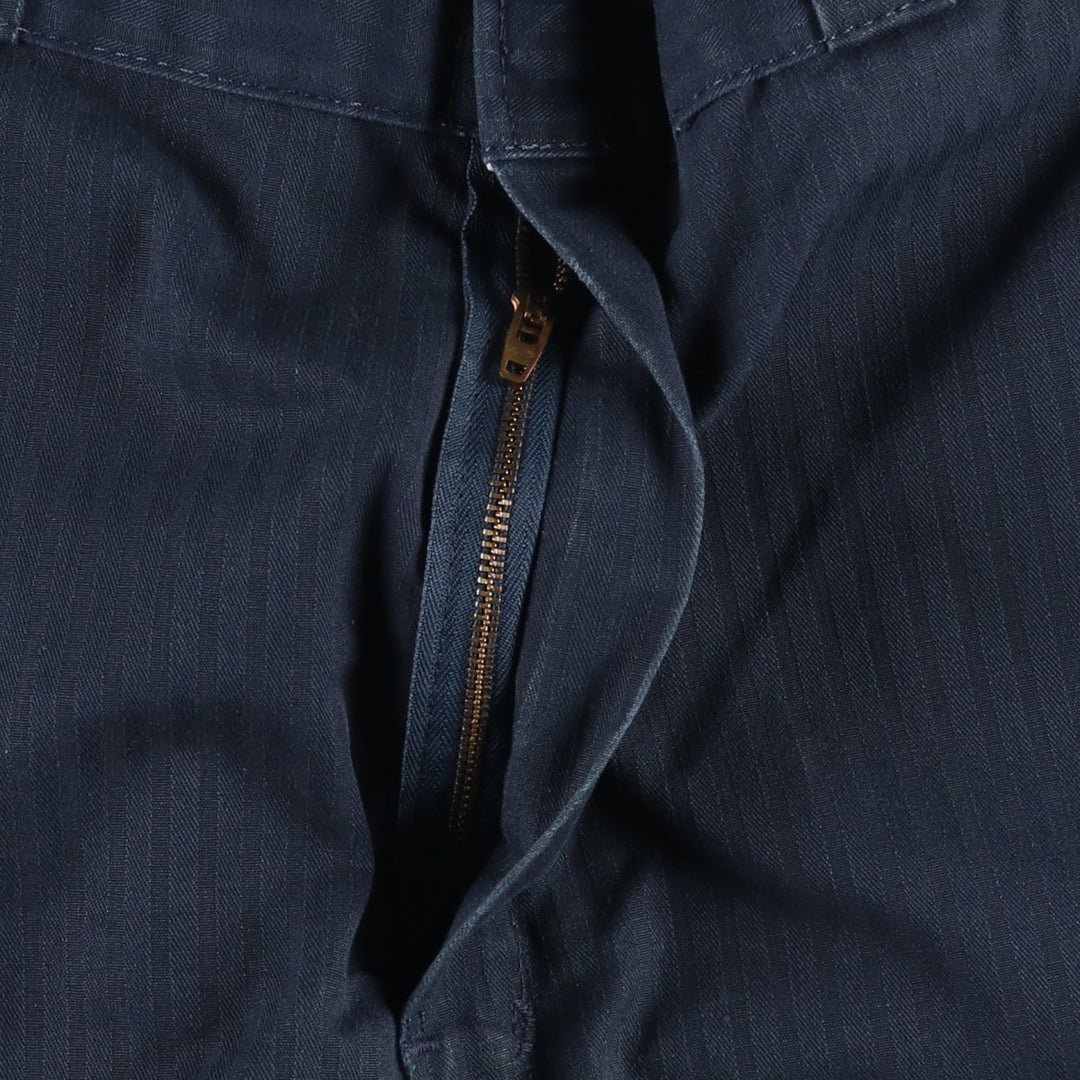 Dickies Loose Fit Stripe Pattern Work Shorts (Men's W34 equivalent) polyester navy blue type Vintage Second Hand