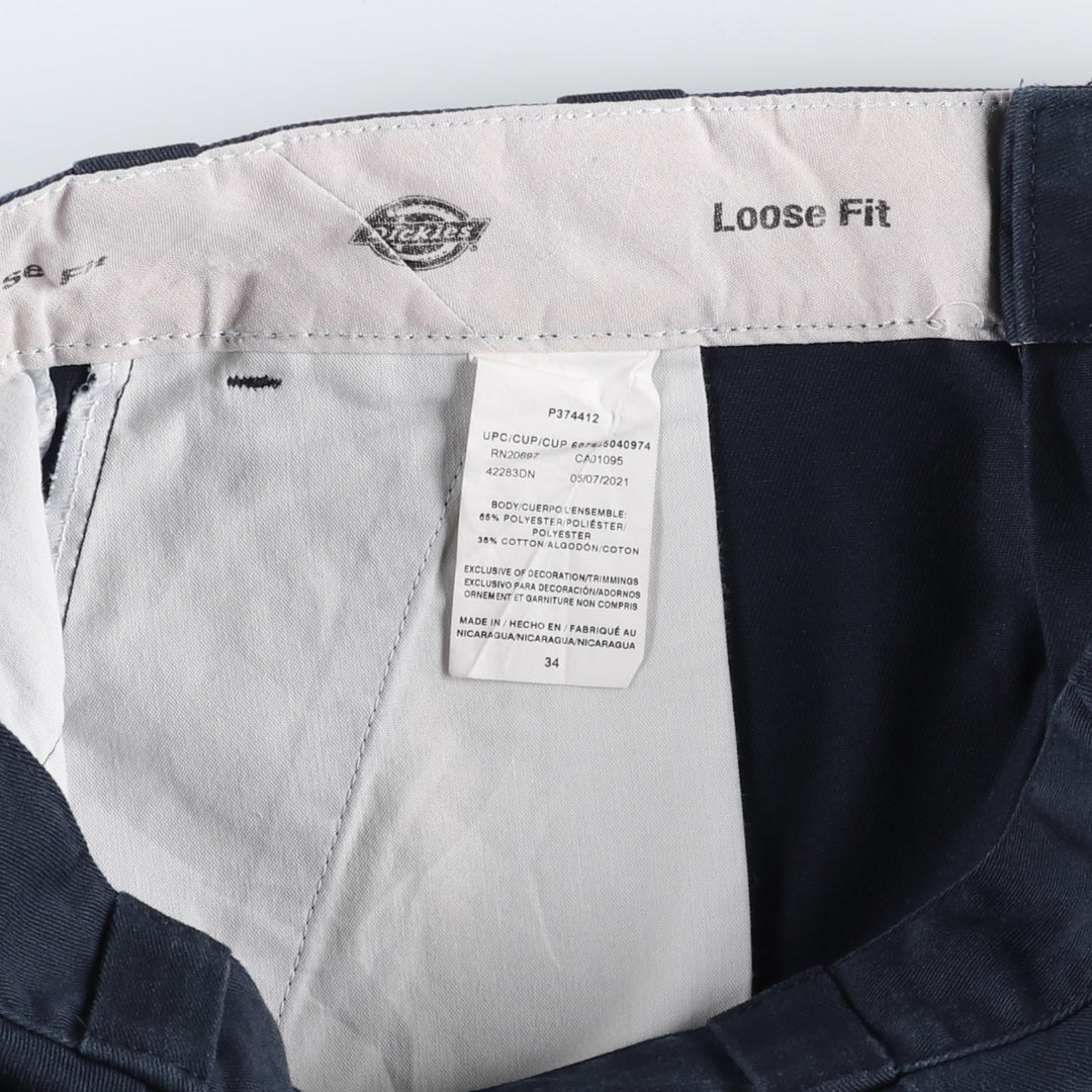 Dickies Loose Fit Work Shorts, Half Pants, Men's, W34 equivalent polyester navy blue type Vintage Second Hand