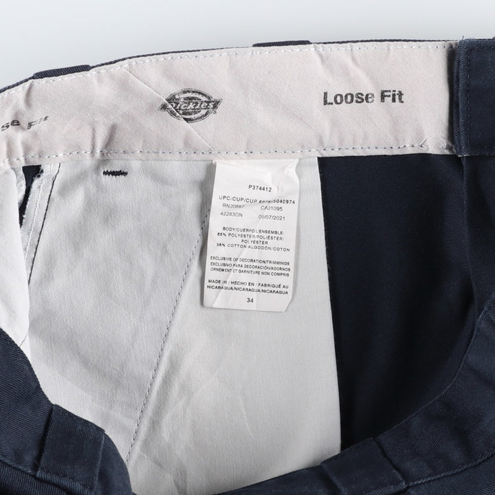 Dickies Loose Fit Work Shorts, Half Pants, Men's, W34 equivalent polyester navy blue type Vintage Second Hand
