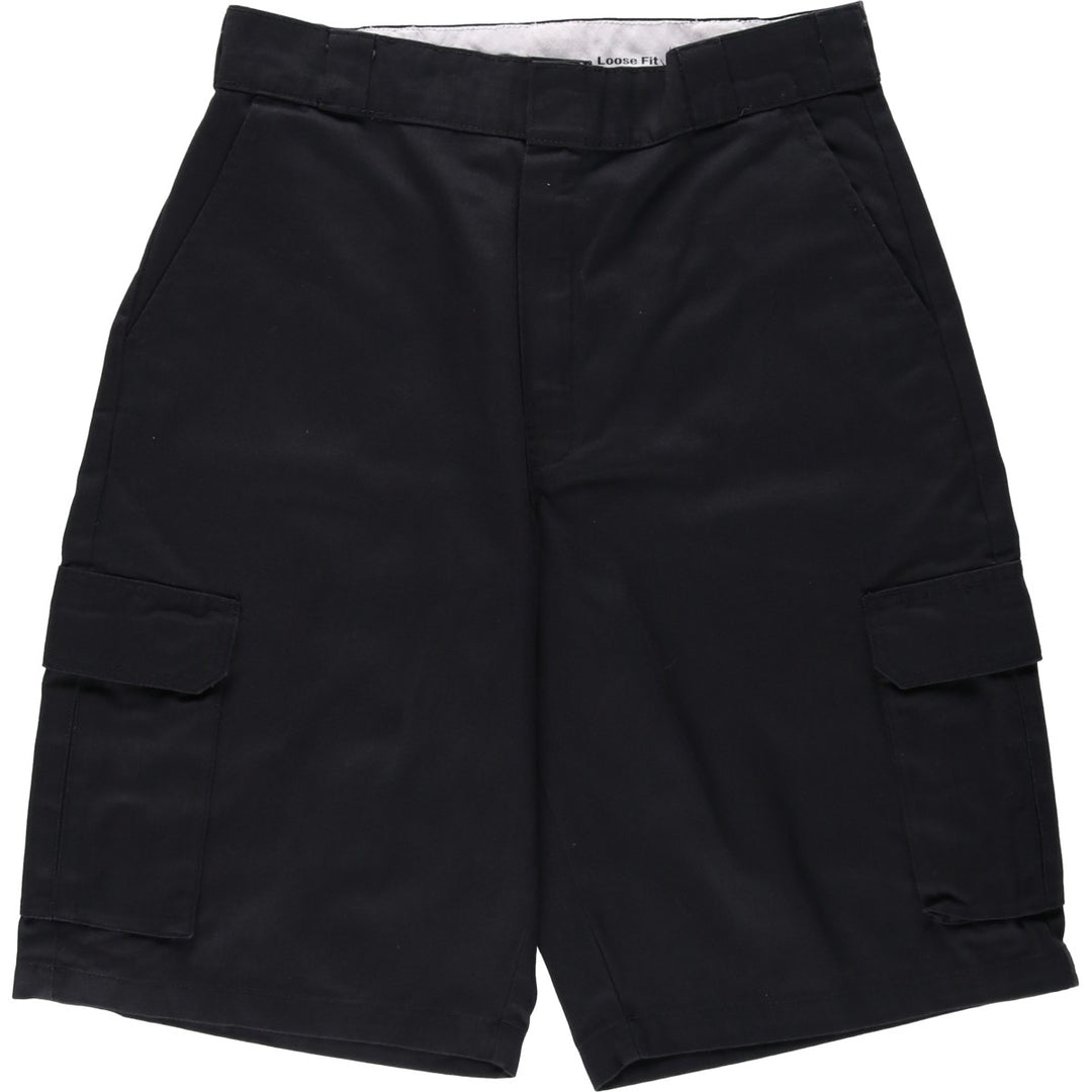 Dickies Loose Fit Cargo Shorts (Men's, equivalent to size W32) polyester black type Vintage Second Hand