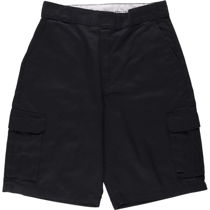 Dickies Loose Fit Cargo Shorts (Men's, equivalent to size W32) polyester black type Vintage Second Hand