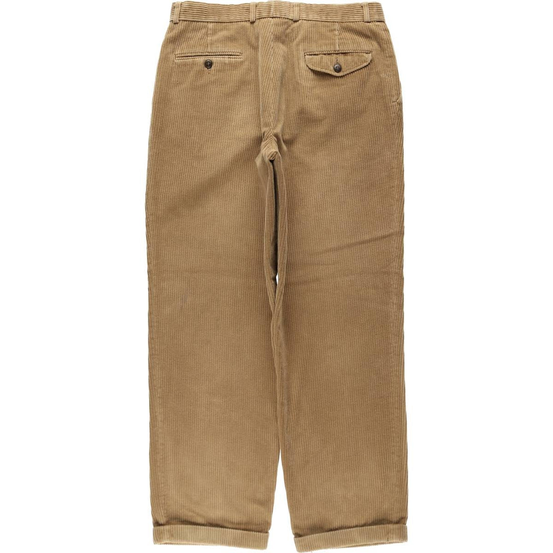 St.Michael two-pleat corduroy trousers, made in England, men's size W34 (approx.) cotton beige type brown Vintage Second Hand