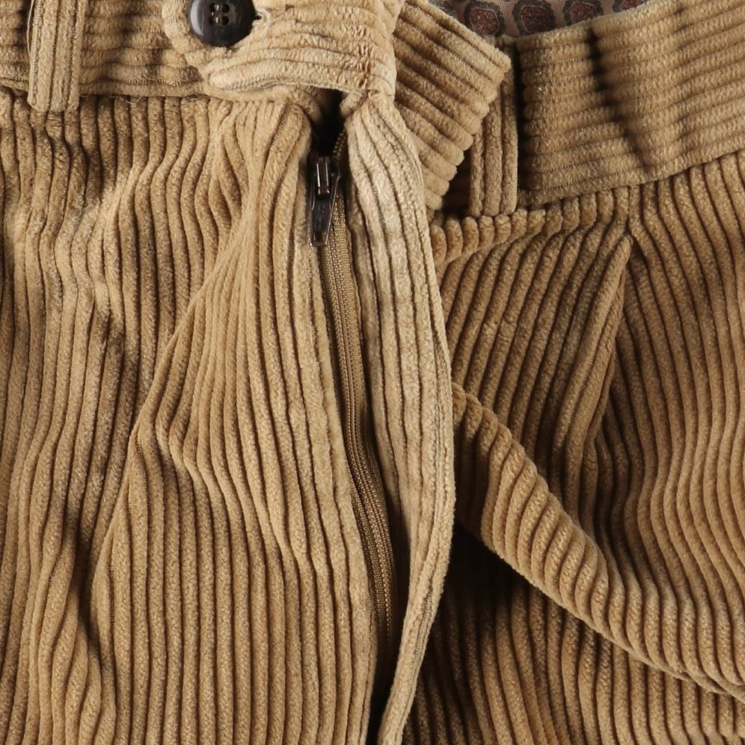 St.Michael two-pleat corduroy trousers, made in England, men's size W34 (approx.) cotton beige type brown Vintage Second Hand
