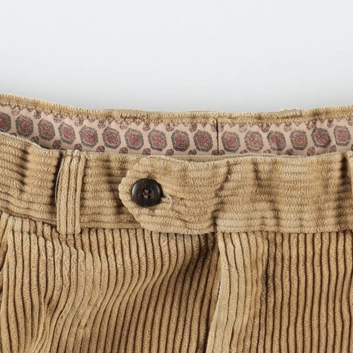 St.Michael two-pleat corduroy trousers, made in England, men's size W34 (approx.) cotton beige type brown Vintage Second Hand