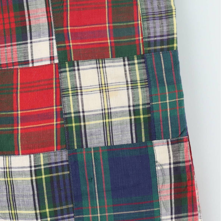 MORVILLE Check Pattern Patchwork Slacks Pants Men's W35 (approx.) Vintage unclear red type Vintage Second Hand