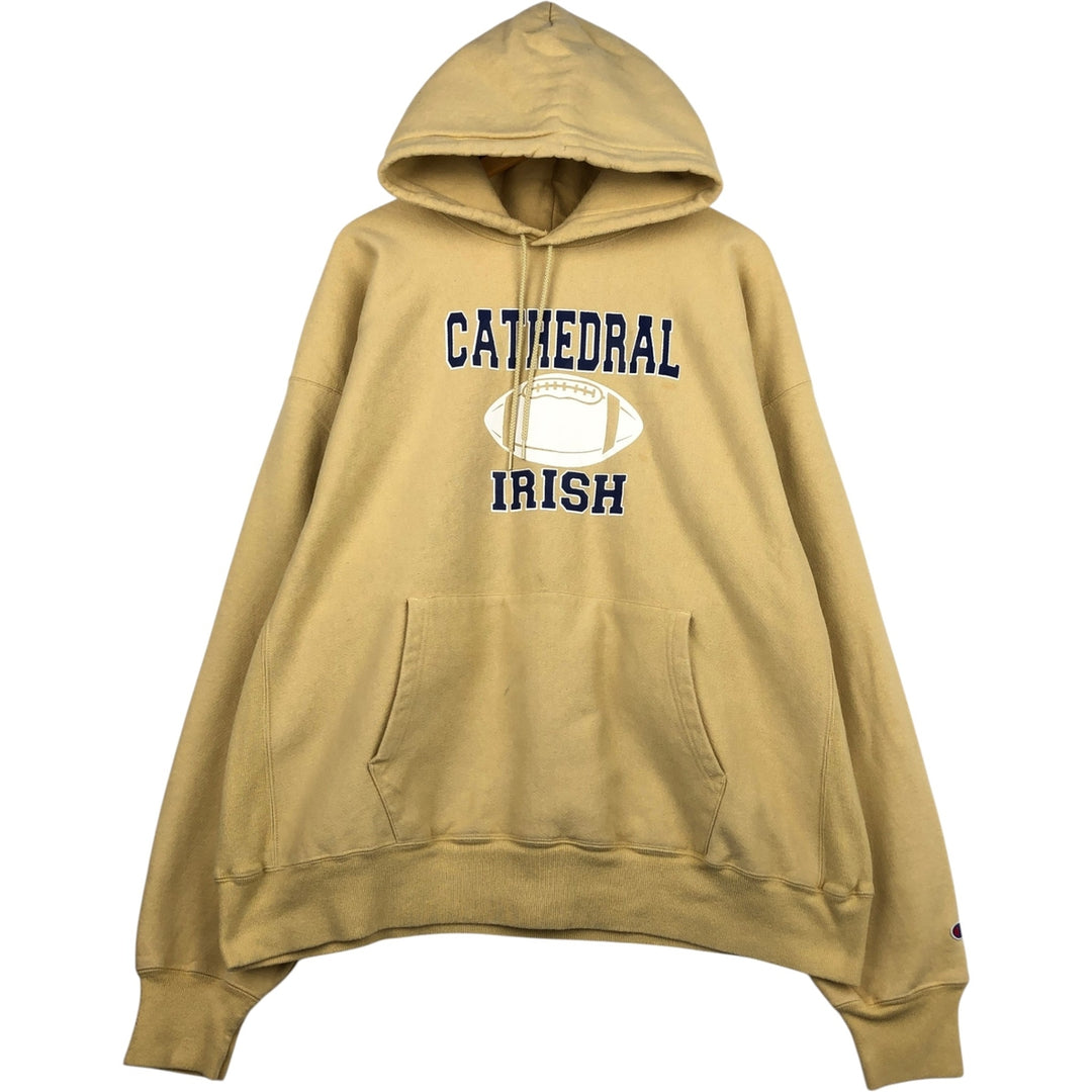2000'S Champion Premium Reverse Weave 3-Print College Sweatshirt Pullover Hoodie, Men's XXL equivalent. cotton yellow type Vintage Second Hand