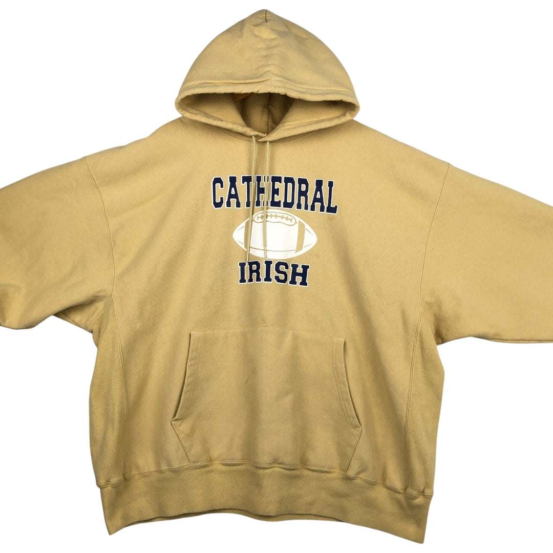 2000'S Champion Premium Reverse Weave 3-Print College Sweatshirt Pullover Hoodie, Men's XXL equivalent. cotton yellow type Vintage Second Hand